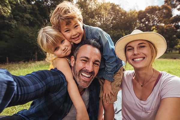 family selfie in the park